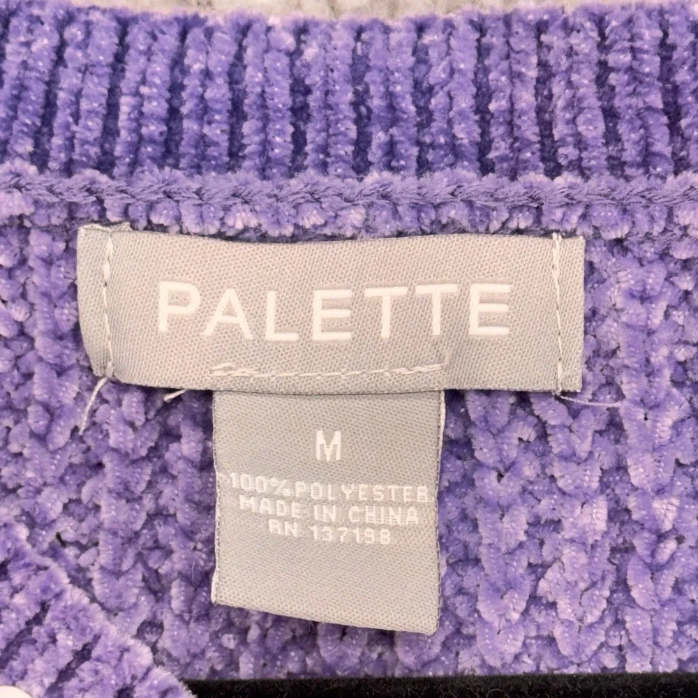 Palette Chenille Cable Knit Sweater Women's M Purple Cozy Soft Textured Pullover